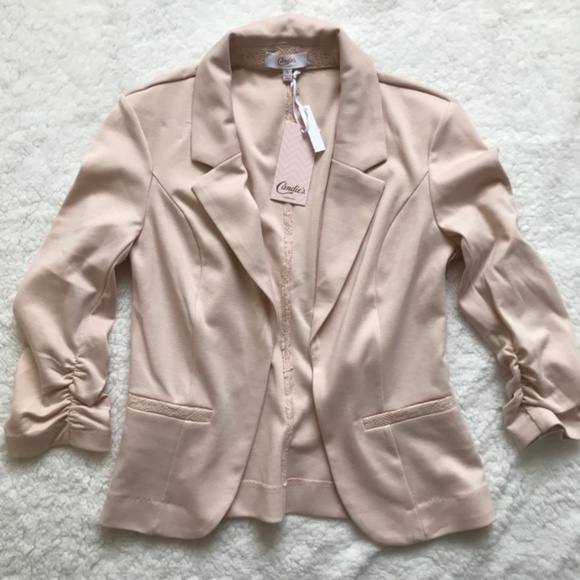 Candie's® Ruched Lace Knit Blazer in Blush - NWT - Picture 2 of 4